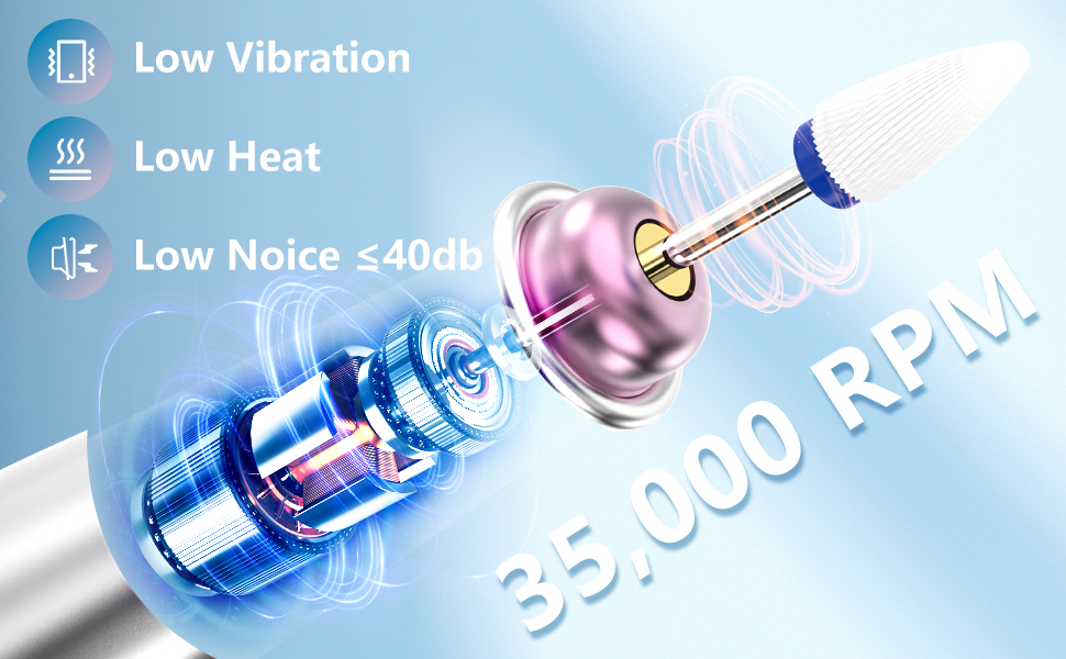 Електричний набір для манікюру та педикюру DN-2402, 13 в 1, 35000 об/хв, для гелевих, акрилових нігтів