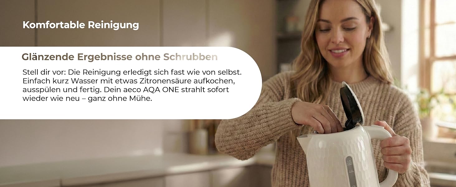 Електричний чайник Aeco AQA NEO з нержавіючої сталі, 1.7 л, 2150 Вт, без BPA, фільтр від накипу, бездротовий, CoolTouch, шампань сріблястий