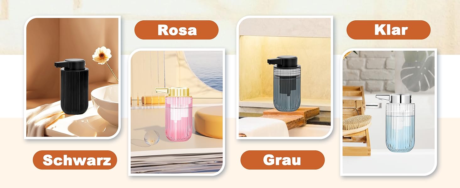 Автоматичний безконтактний диспенсер для мила на 300 мл з рожевого скла, перезаряджуваний, без дотиків, з електричним сенсором, для дому та офісу