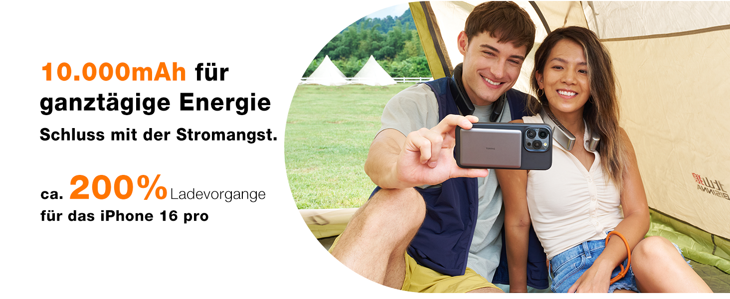 Портативний зарядний пристрій TORRAS MiniMag Qi2 з MagSafe, 10000mAh, сертифікований Qi2, магнітний, з кабелем USB-C 30W, бездротовий зарядний пристрій 15W для iPhone 17 Pro Max/Air/12-16, AirPods, сірий, титан