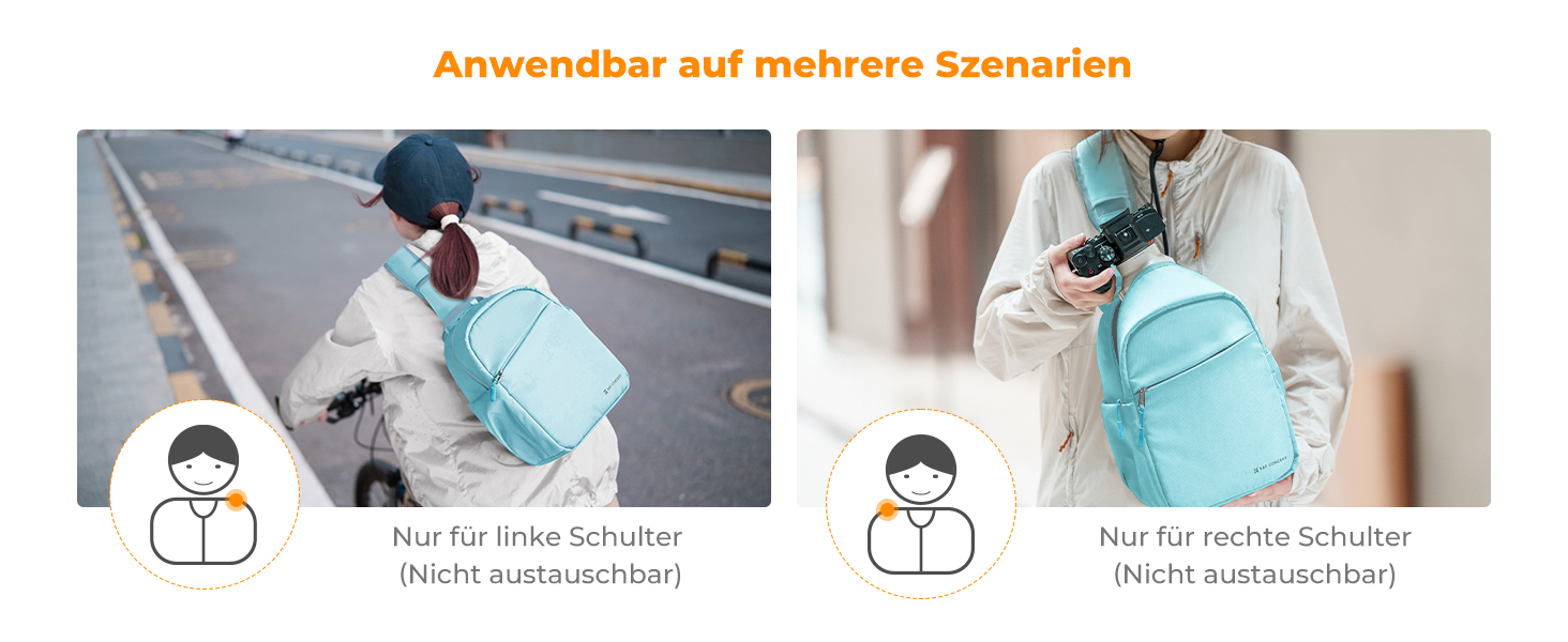 Сумка для камери K&F Concept, сумка-переноска на плечі, фоторюкзак, маленький, водонепроникний, регульований плечовий ремінь, рюкзак для DSLR/SLR камери, об'єктив, 5 літрів, блакитний