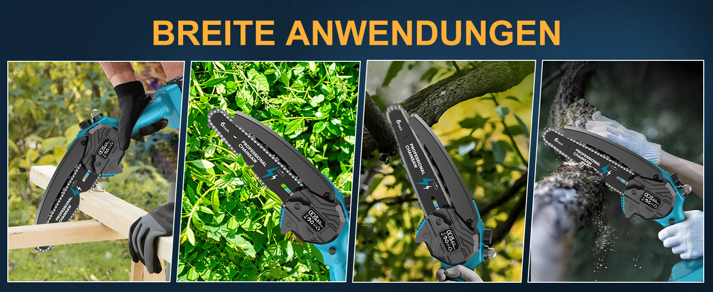 Акумуляторна міні-пила PowerCut X7 6 дюймів з автоматичним змащенням, 8000mAh, 2 акумулятори