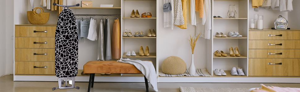 Чохол для прасувальної дошки Umiin, 115x35 см, еластичний, з бавовняним шаром та 6 мм повстяною підкладкою (Чорний & Білий)