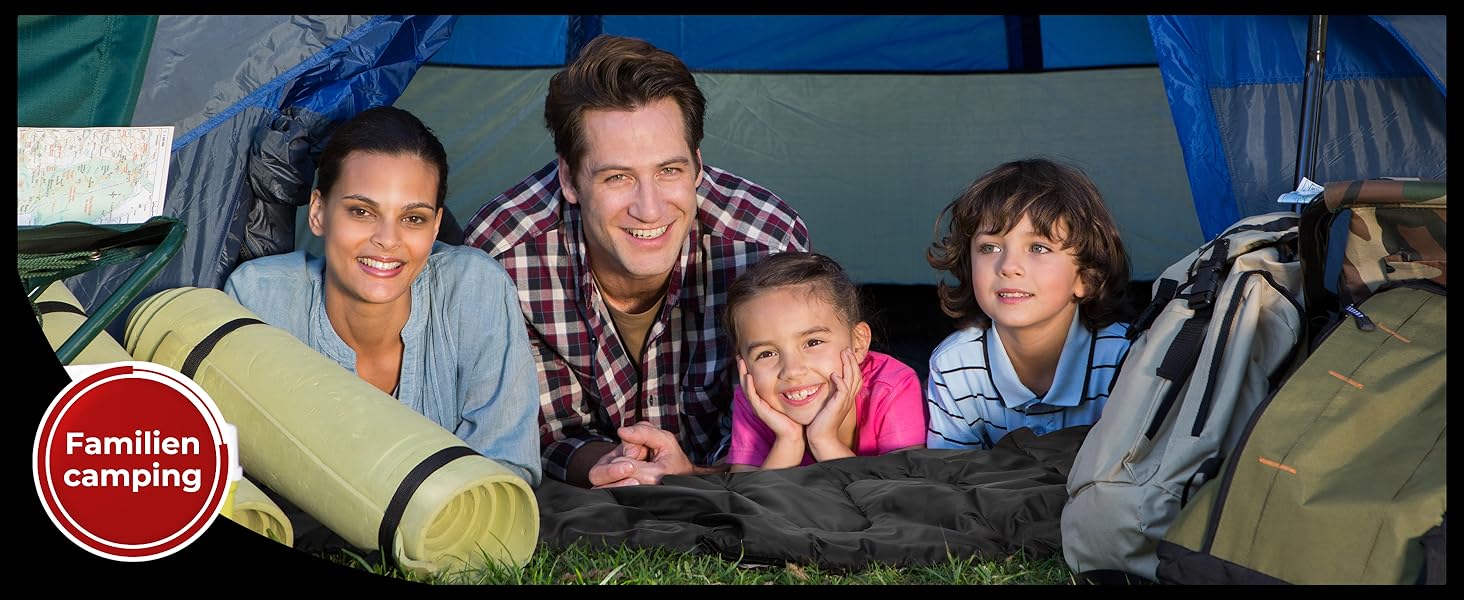 Спальний мішок на дво персони Ohuhu 220x150 см, чорний - для кемпінгу, подорожей, сім'ї та фестивалів