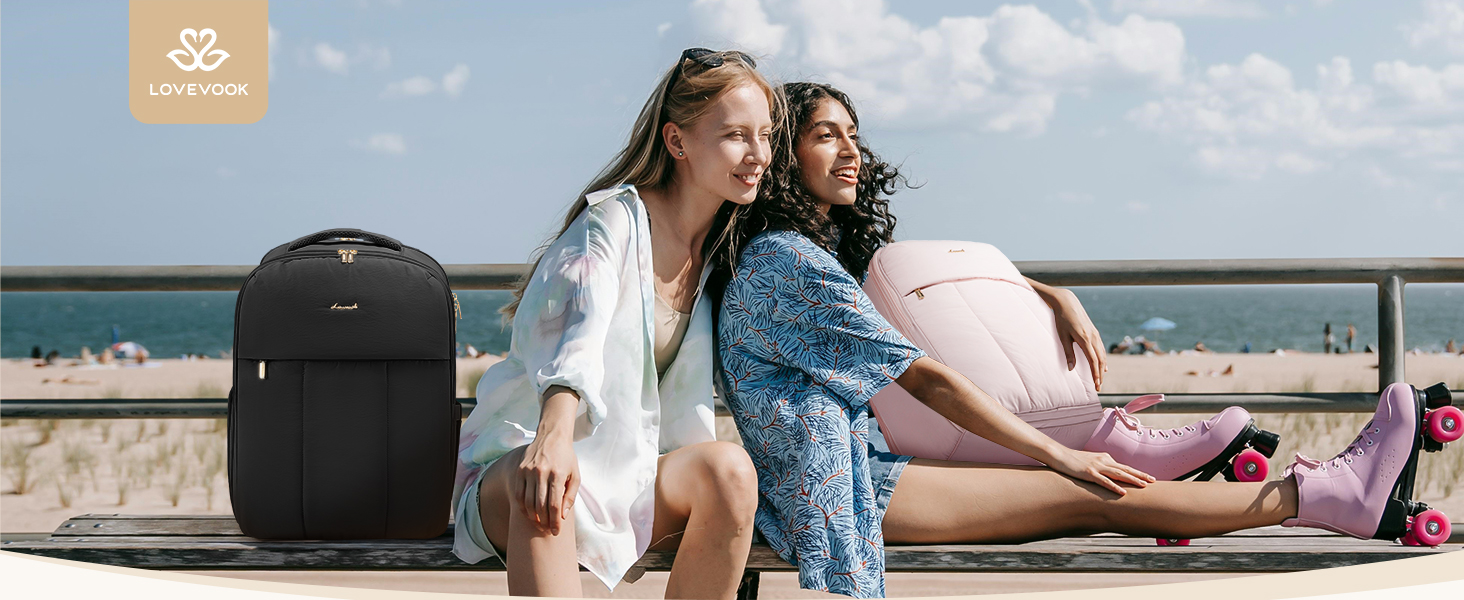 Чорний жіночий рюкзак OVEVOOK для подорожей, 40 л, для ноутбука 17