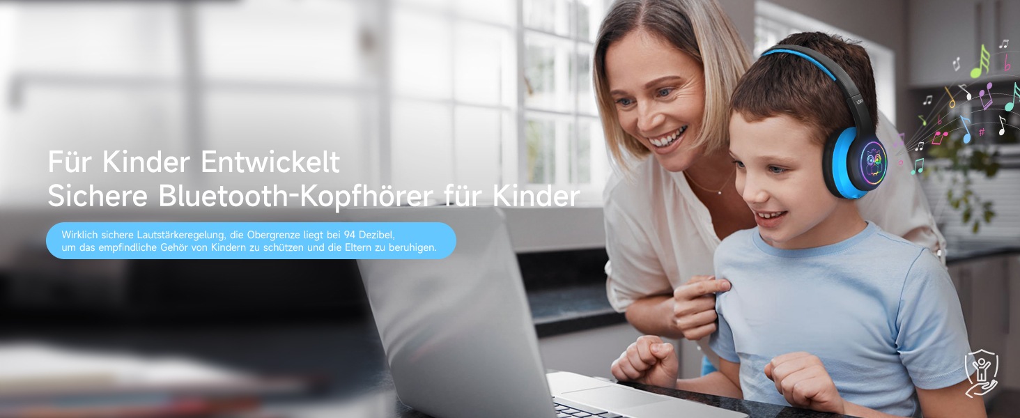 Дитячі навушники LOBKIN Bluetooth Over-Ear з сумкою, бездротові та провідні, для дівчаток, складні, регульовані, для школи та подорожей (Чорний/Синій)