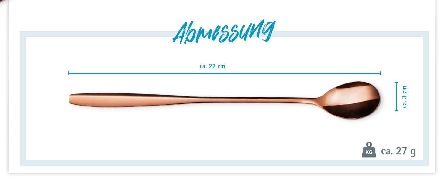 Ложка для кави, десертів та айс-ті з нержавіючої сталі GRÄWE, довга, червоне золото, для миття в посудомийній машині