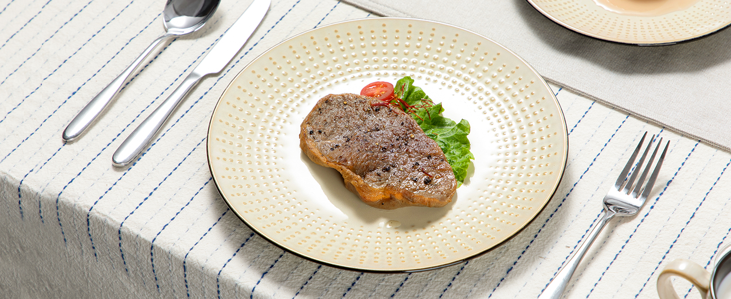 Набір посуду GUTO Tafelservice: 48 предметів (12 тарілок, 12 десертних тарілок, 12 салатників, 12 чашок) - бежевий, кераміка