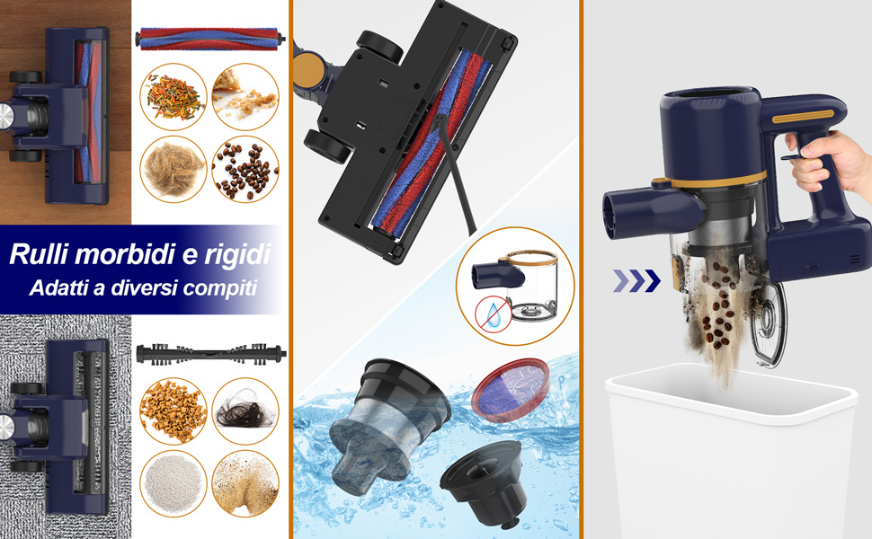 Бездротовий пилосос, електрична підміталка 6 в 1, 20 kPa, 40 хв роботи, LED-підсвічування, фільтри-губки, для підлоги, килима, шерсті тварин