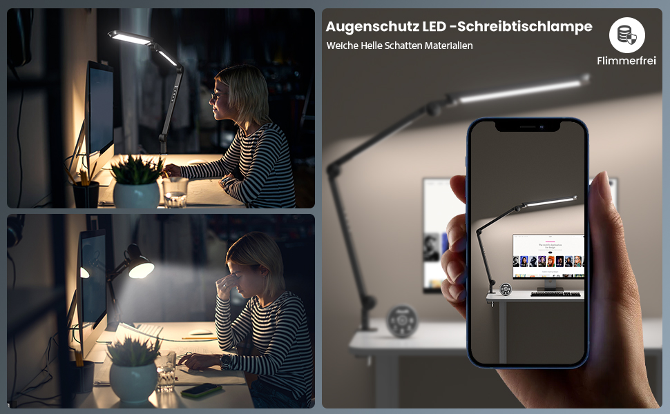 AmazLit Adjustable LED Desk Lamp with Dual Light Source - 12W/16W Dimmable Architect Lamp with Remote Control & Clamp