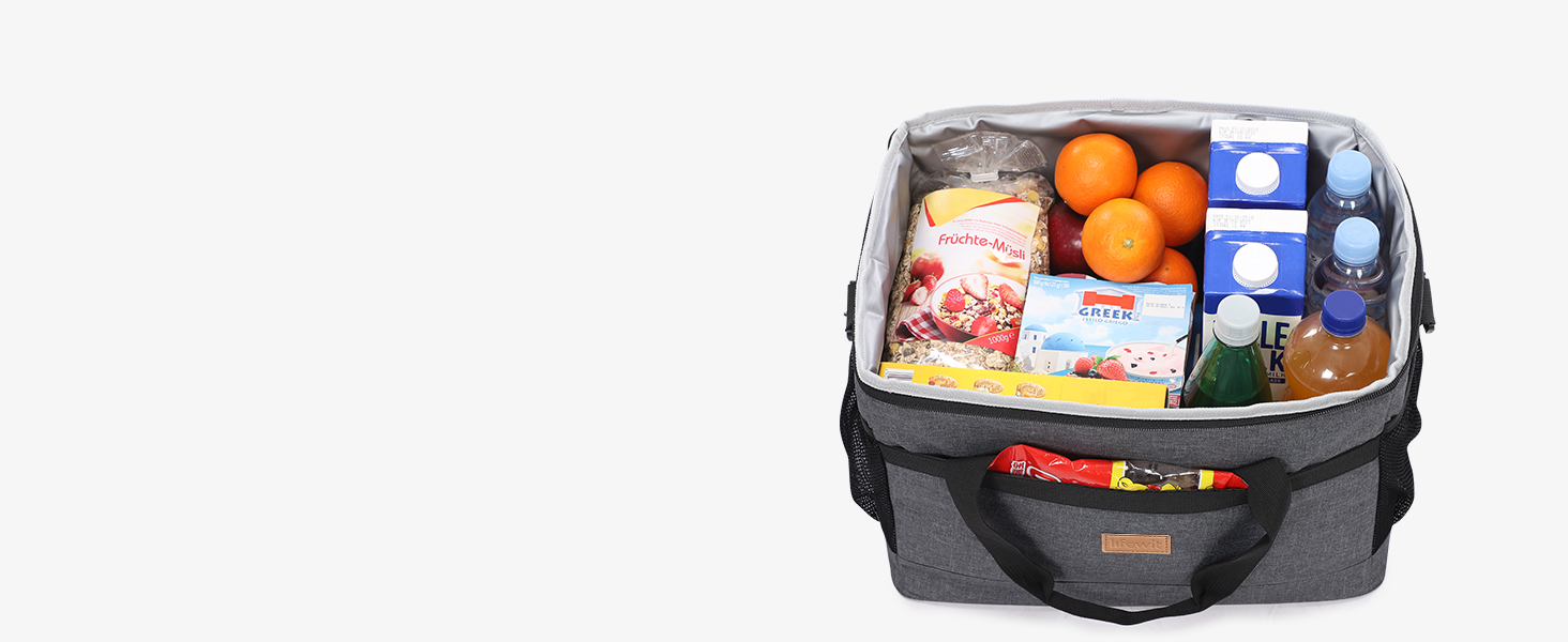 Термосумка для їжі Lifewit 20L сірого кольору - ізольована сумка-холодильник для пікніка та транспортування продуктів