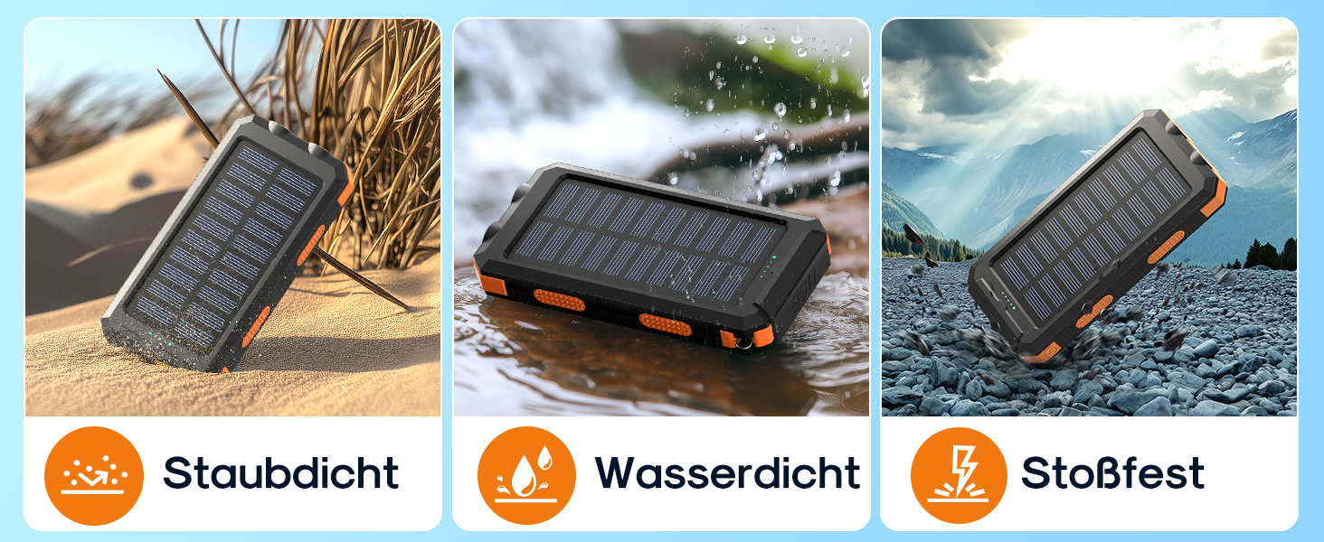 Power Bank Vikeri Solar 26800mAh: Сонячний акумулятор з USB-C, 4 виходами, водонепроникний, для смартфонів, планшетів та іншого