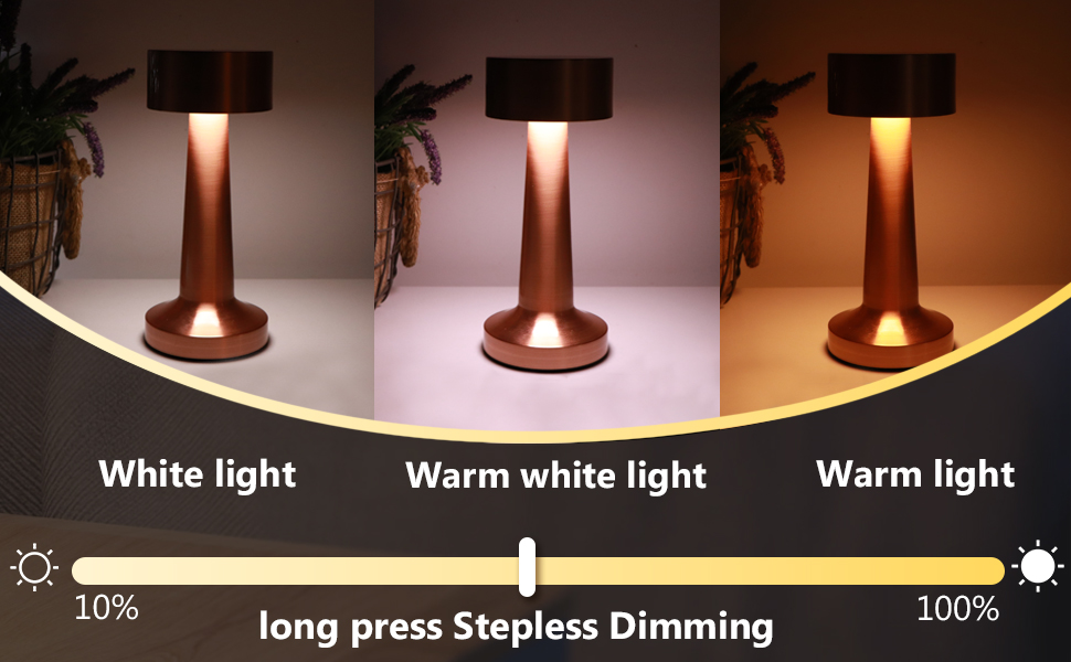 Світлодіодна настільна лампа бездротова з акумулятором, димується, нічна лампа, лампа на стіл для вітальні, спальні, 3 кольори світла, срібляста
