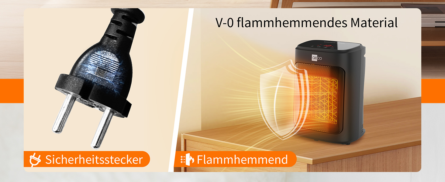 Електричний обігрівач Aeco EcoHeat Boost 58 см з пультом керування, 2000W, LED ECO-режим, таймер 24H, 4 режими, тиха керамічна панель, термостат, захист від перегріву та перекидання