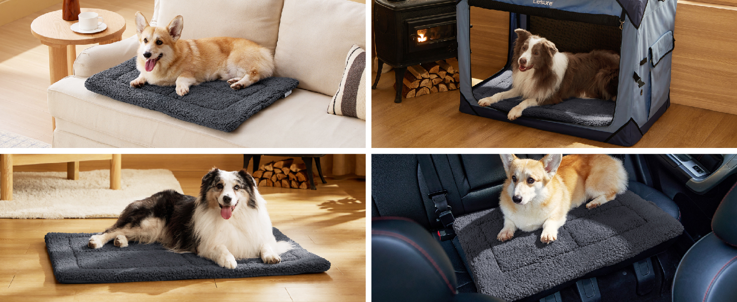 Килимок для собак середніх порід BEDSURE - 89x56 см, сірий, з густою піною та Sherpa-плюшем, легко миється