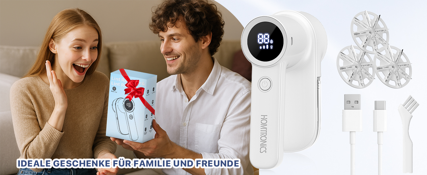 Електричний видалення ворсу для одягу з LED-дисплеєм та USB-зарядкою, 3 режими, 3 змінні насадки для светрів, пальто, ковдр