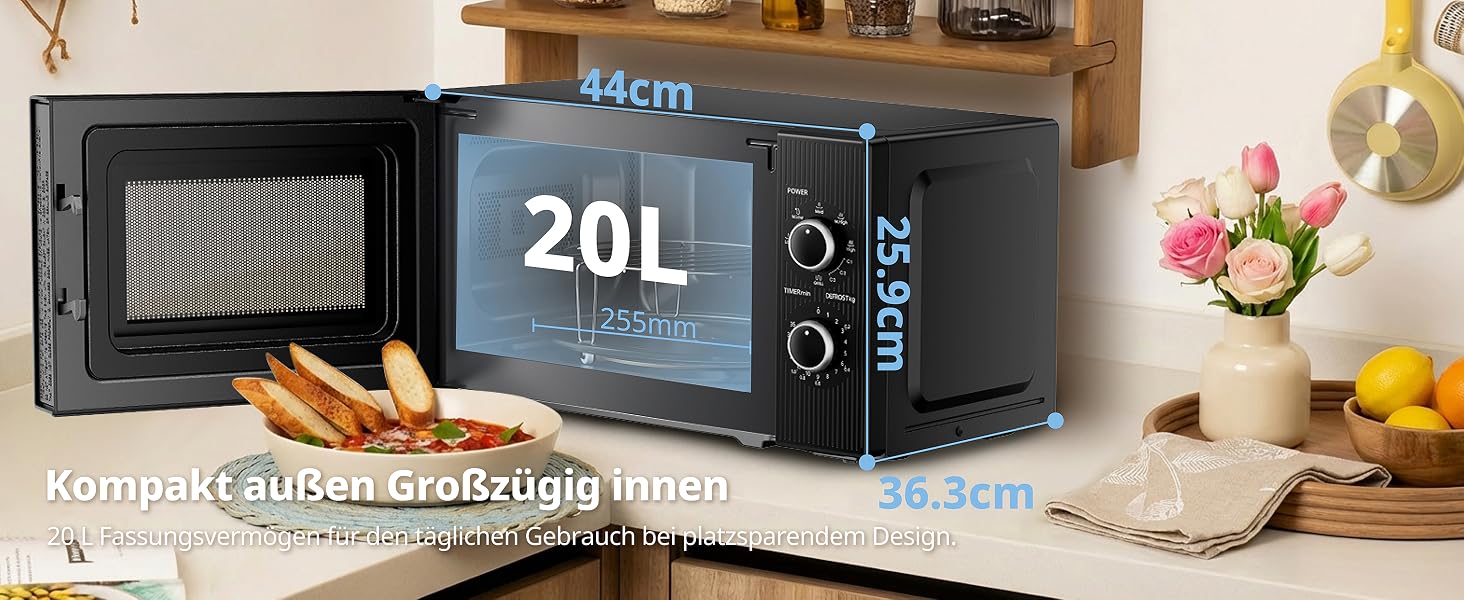 Мікрохвильова піч з грилем Comfee CMO-MG202NC(BK), 20 л, 700 Вт / 1000 Вт, 5 рівнів потужності, таймер, чорна