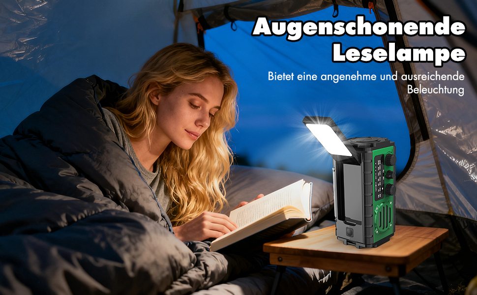 Сонячне радіо 20000mAh з ручним генератором, AM/FM, LED ліхтарик, SOS-сигнал, IPX6, для кемпінгу та подорожей (зелене)