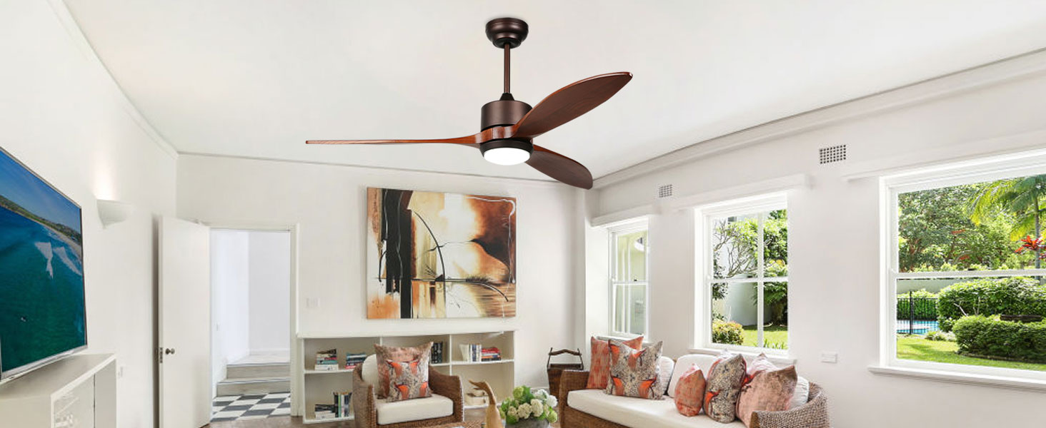 Стеляний вентилятор Reiga з дерев'яною обшивкою, 165 см, великий, DC-двигун, керування пультом та Smart Home, 6 швидкостей, колір дерево, для внутрішнього/зовнішнього використання, з підсвічуванням