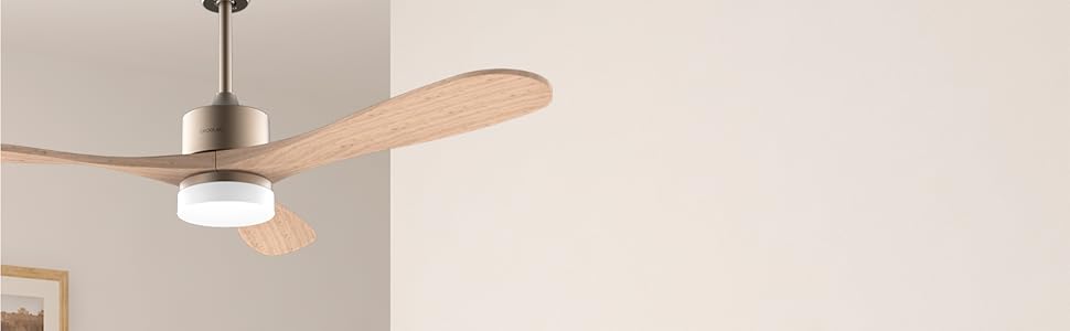 Стеляний вентилятор Cecotec EnergySilence Aero 5200 Black Design: 40 Вт, 52 дюйми, DC мотор, LED підсвічування, пульт керування (дерев'яне покриття, золотий колір)