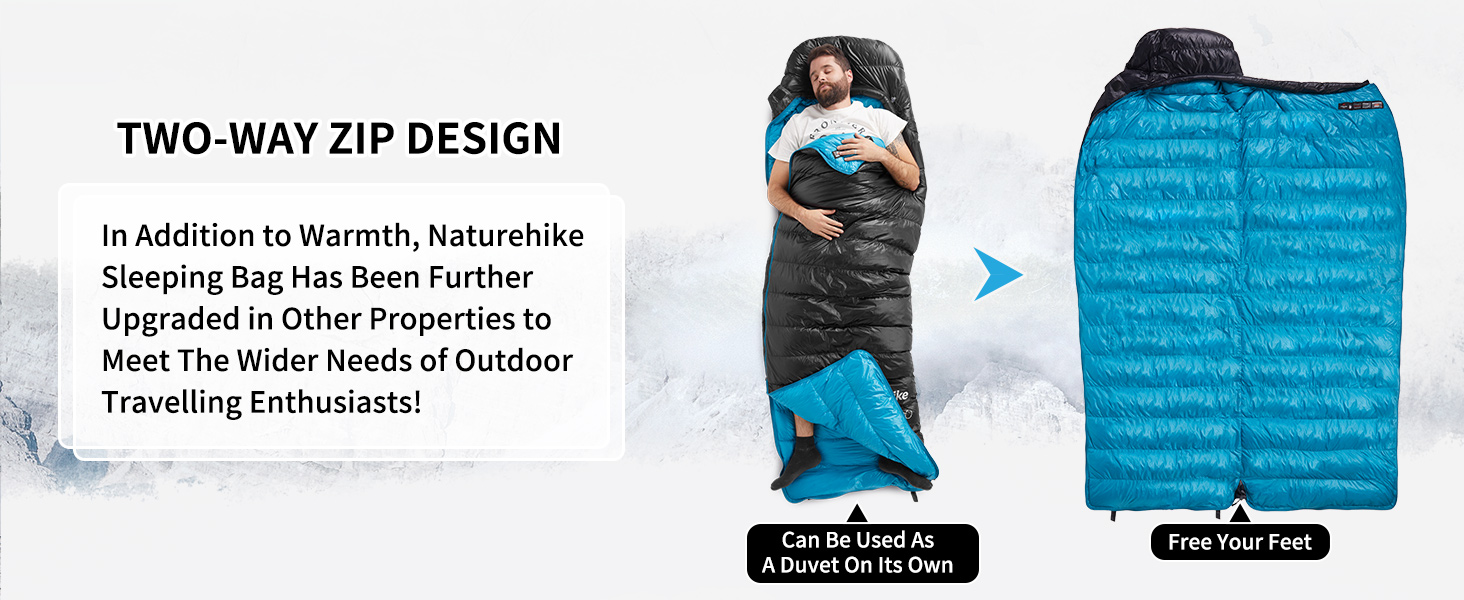 Спальний мішок Naturehike 750FP, 4-сезонний, теплий зимовий, ультралегкий, компактний, з компресійним мішком, CW400-Чорний-L