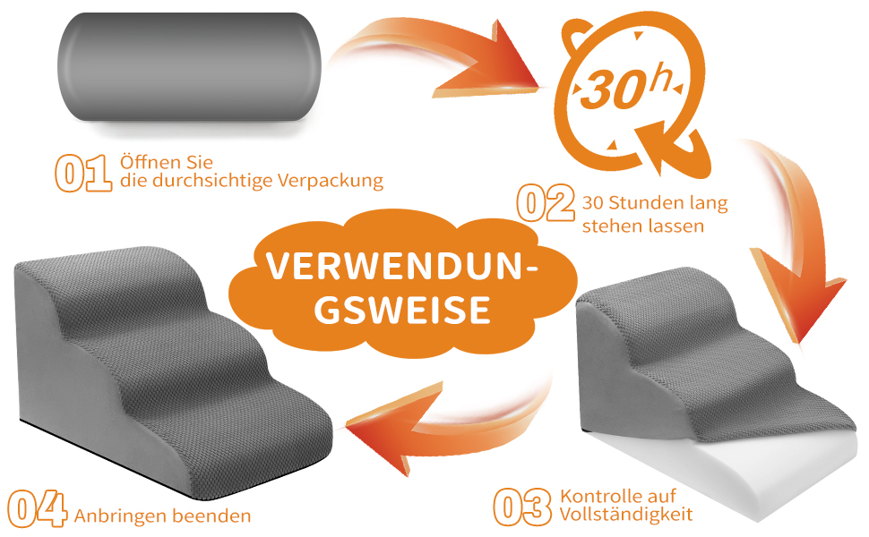 Сходинки для собак, 3 сходинки, з щільного матеріалу, для маленьких собак та котів, знімний чохол, іграшка-канат, легкі та портативні, сірі.