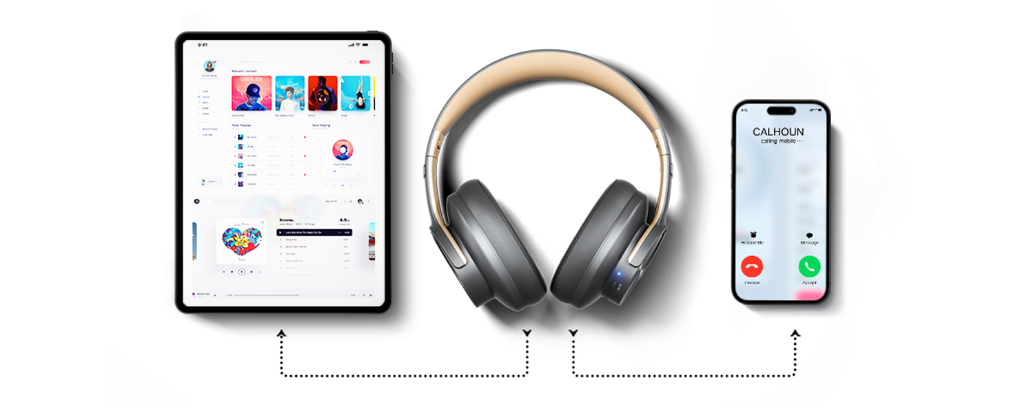 Бездротові навушники Picun B8 Bluetooth з 3 режимами EQ, 120 годин роботи, глибокий бас, для телефону, ПК, офісу, подорожей (сірі)
