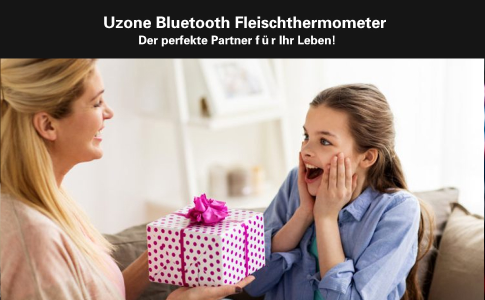 Бездротовий м'ясний термометр Uzone з Bluetooth, цифровий термометр з додатком, 100 м, гриль-термометр для барбекю, духовки та копчення, LCD-дисплей з підсвіткою, 4 зонда