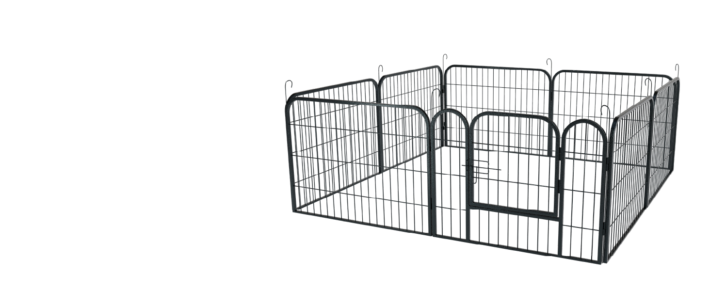 Металевий вольєр для цуценят Juskys - 8-секційний, з дверцятами (160x160x60 см)