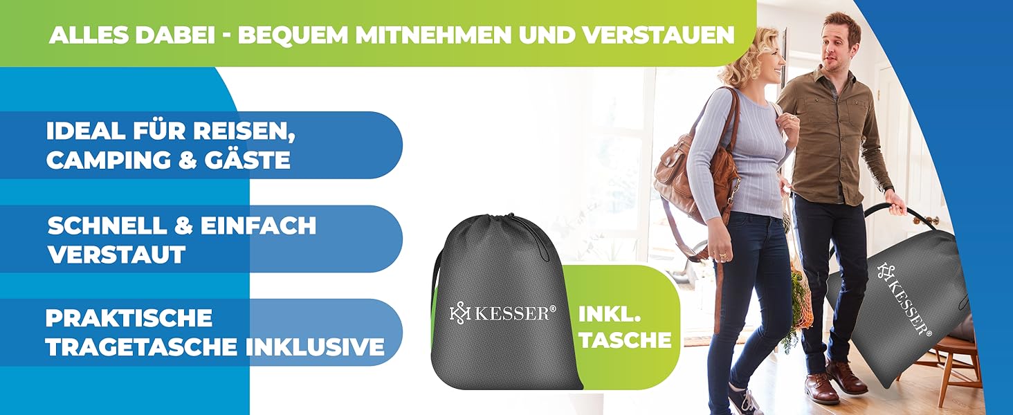 Надувний матрац KESSER® з електричною помпою, самонадувний, для гостей, кемпінгу та дому. Матрац для 1 особи, 203 x 95 x 51 см, сірий/антрацит