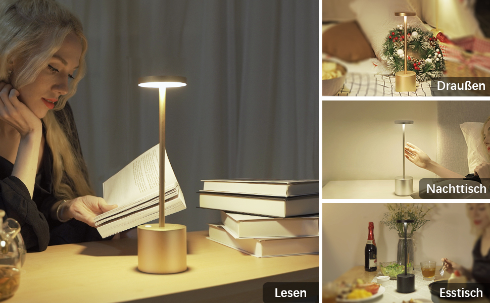 LED акумуляторна настільна лампа бездротова, 5000mAh, USB-зарядка, регулювання яскравості, 3 режими кольору, для дому та відпочинку на свіжому повітрі – срібна