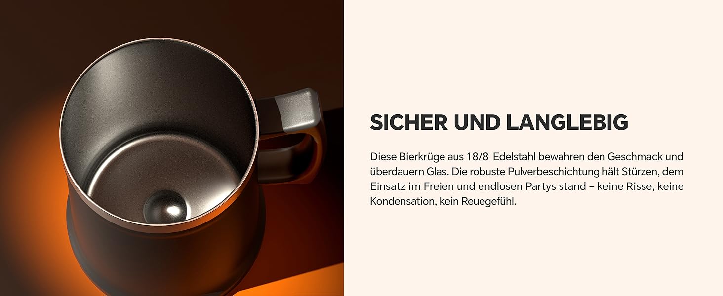 Термокружка для пива Ideus® 710мл з нержавіючої сталі, 24oz, для Октоберфесту (Морська синя)