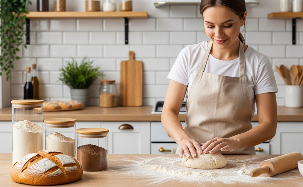Набір герметичних скляних банок для зберігання продуктів з кришками, 8 шт (450мл, 650мл, 950мл, 1350мл), штабелювані контейнери