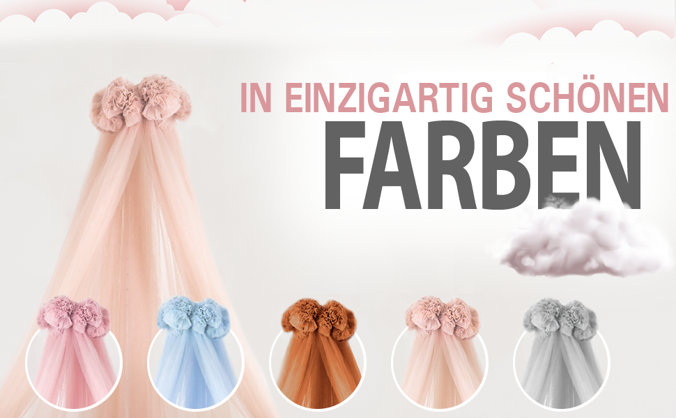 DREAMYBAMBINI Fairytale Canopy for Baby Crib, Princess Baby Bassinet, Co-Sleeper Baby Bed, Mosquito Net, Nursery Decor, Children's Room Canopy 170x960 cm (Cream-Beige with pink accents) Cream-Beige (with pink accents)