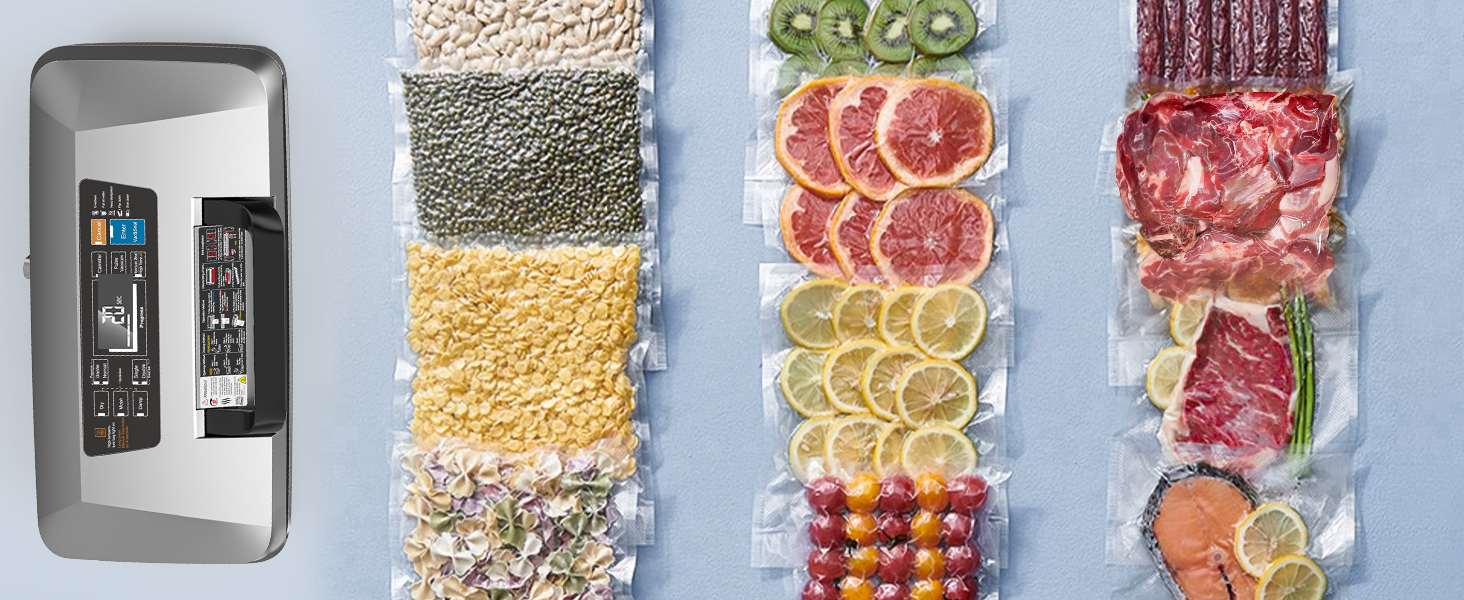 Професійний вакуумний пакувальник DXstring Vakuumiergerät Profi: 12 функцій, 95kPa, подвійний шов, для продуктів харчування