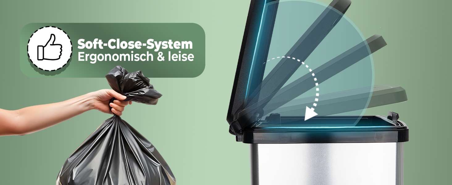 Нівалів Відро для сміття 50л з педаллю, м'яким закриттям та герметичним кришкою - відро для кухні та інші приміщення