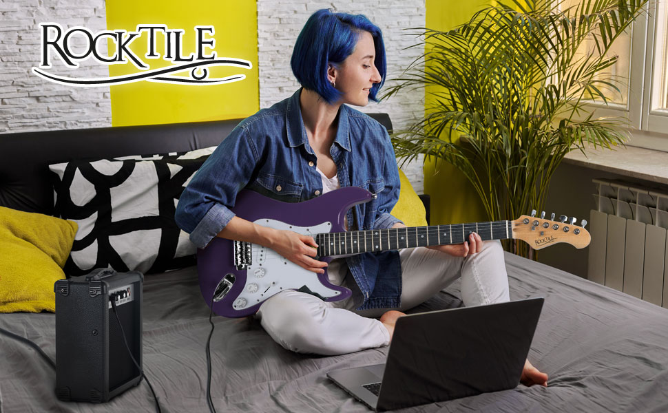 Електрогітара Rocktile Banger's Pack Violett (Комплект: підсилювач, тремоло, чохол, кабель, ремінь, медіатори, запасні струни, навчальний матеріал з CD/DVD)