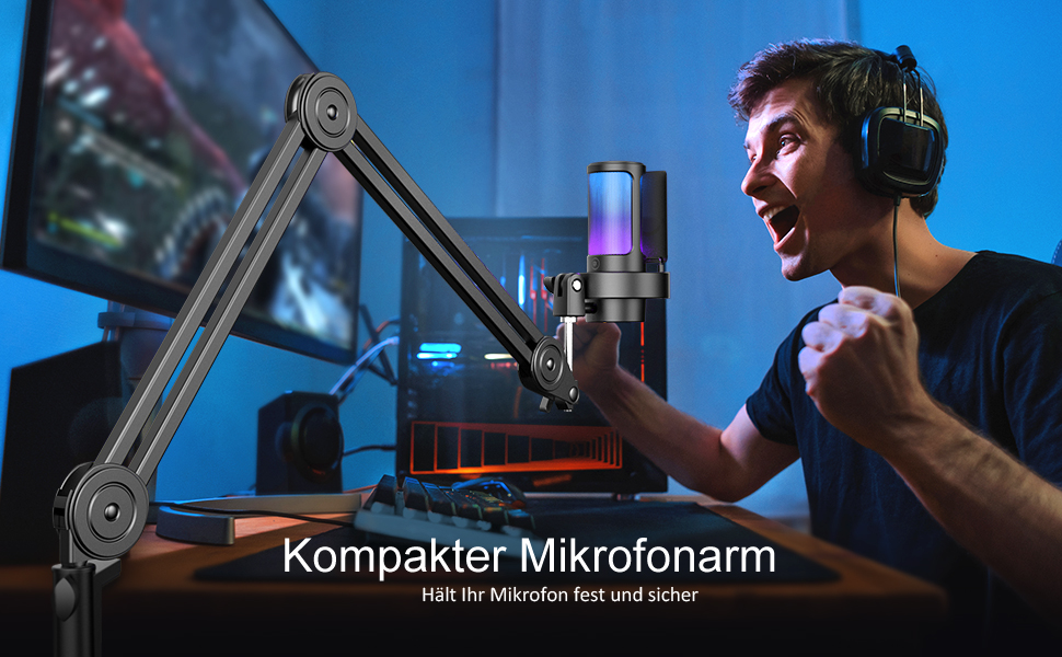 Кріплення для мікрофона FIFINE, регульований штатив, адаптер 3/8' - 5/8', кліпса для мікрофона, 3 кабельних стяжки, білий (чорний)