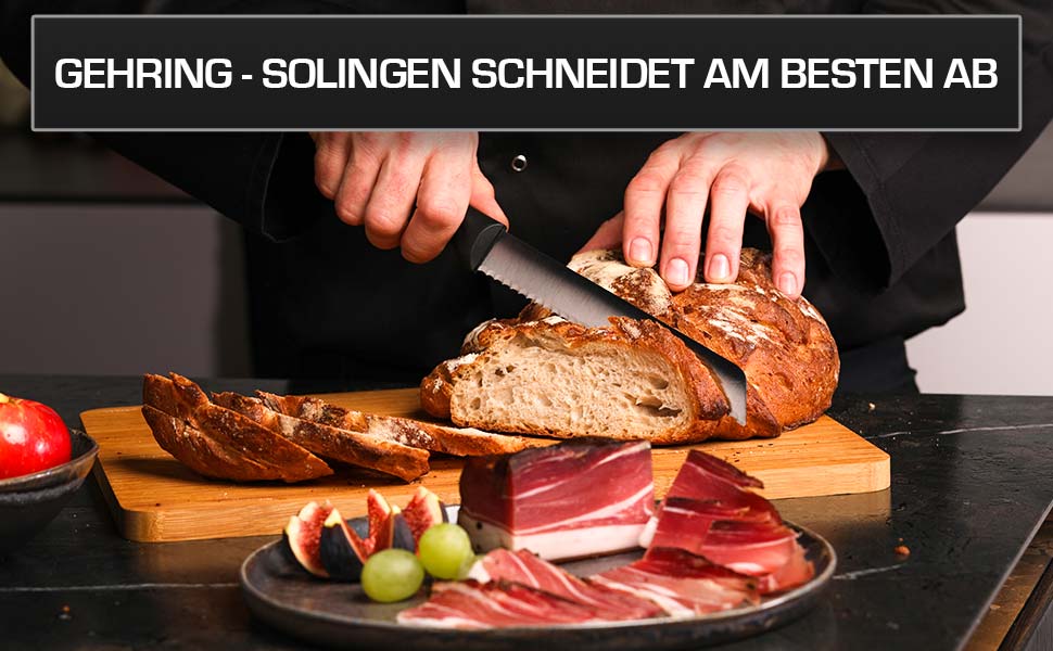 Набір кухонних ножів GEHRING SOLINGEN WAVE 6 предметів - Німецька сталь, нержавіюча, льодова загартована, гострі ножі в блоці