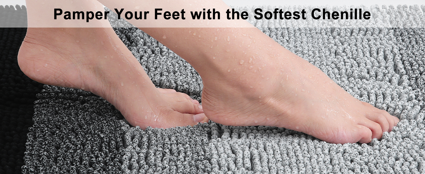 Килимок для ванної кімнати Homaxy з м'якого велюру, неслизький, швидковисихаючий, 40x60 см / 50x60 см (U-подібний), чорний