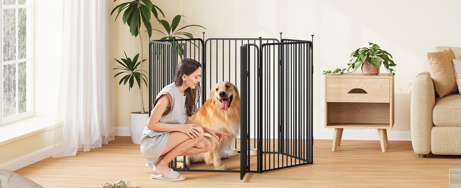 Забіг для цуценят Yaheetech 6-секційний, 100 см, з замком, захист від подряпин, міцні металеві дроти, для дому та саду