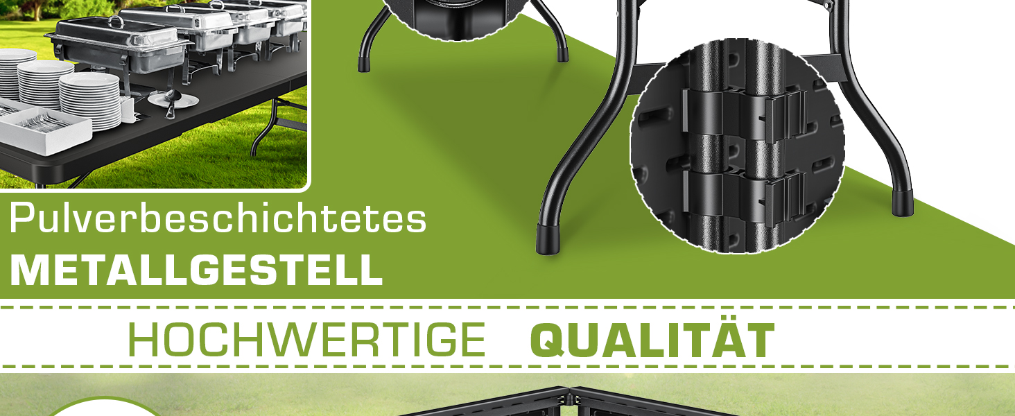 Зручний складаний садовий стіл Tillvex 180x75 см з ручкою для перенесення | Стіл для тераси, балкона, кемпінгу | Чорний