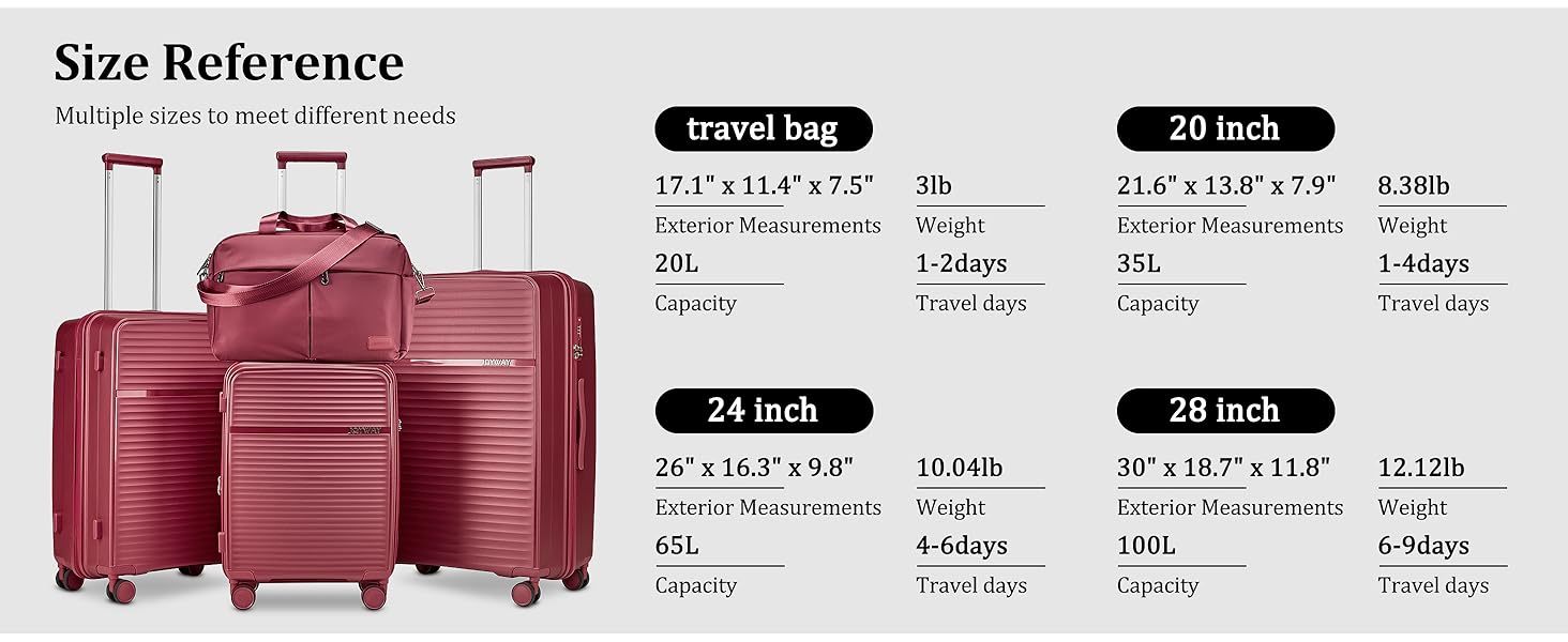 Набір валіз Joyway 4шт з жорстким корпусом та TSA-замком, розширюваний, чорний (червоний), комплект валіз