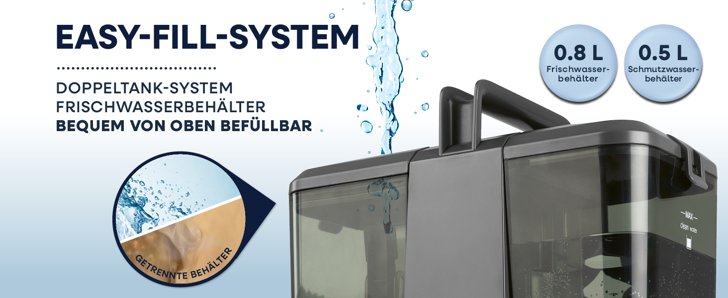 CLEANmaxx Професійний пароочисник для меблів та килимів Pro Steam | 3в1: для меблів, локальних забруднень, миття | Видаляє плями з килимів, авто, диванів тощо (Чорний, компактний 330W)