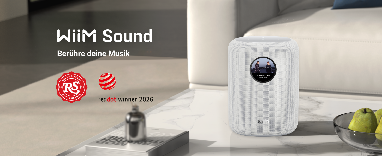 WiiM Sound Smart Speaker: Бездротова колонка Hi-Res 24/192, Wi-Fi 6E, Bluetooth 5.3, AI RoomFit, 100W, білий