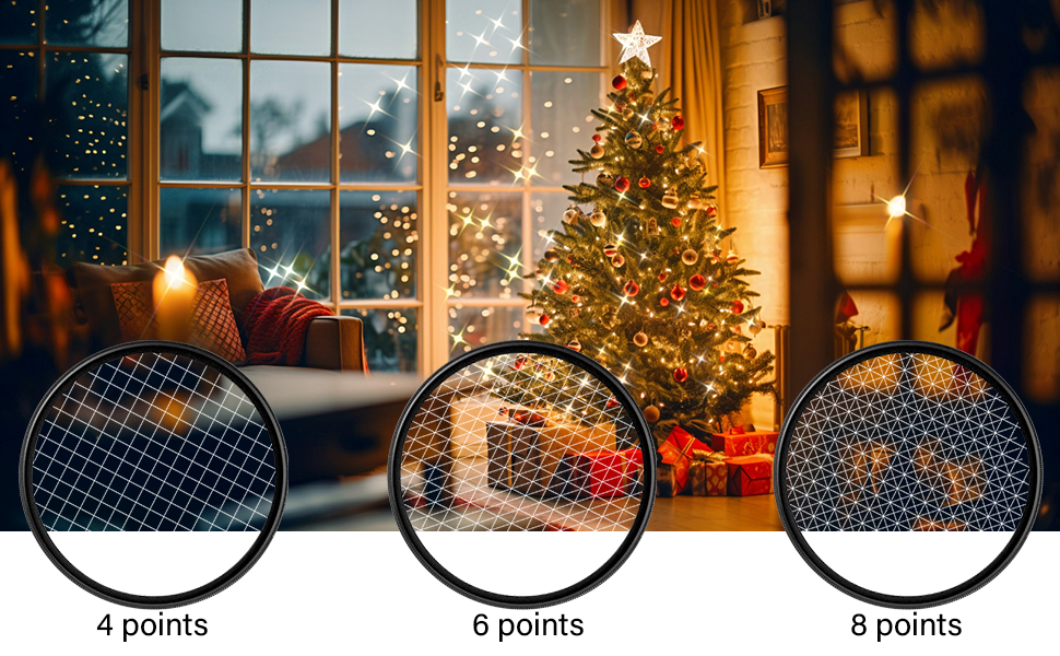 Зоряний фільтр 6-пелюстковий, 77 мм, регульований, зірка, оптичне скло, для фотографії