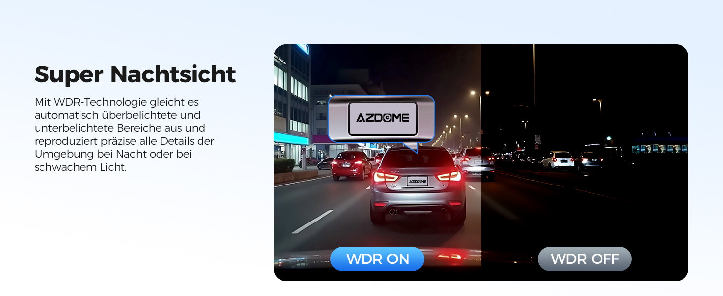 Відеореєстратор AZDOME Dashcam Auto Vorne Hinten 4K+1080P з WiFi, GPS, ADAS, Super Nachtsicht, G-Sensor та Parküberwachung