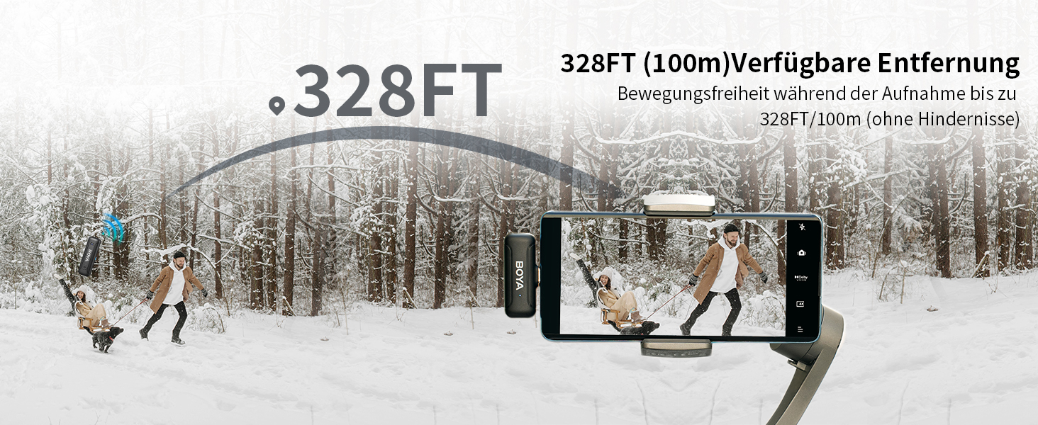 BOYA BY-WM3T-U2: Бездротовий петличний мікрофон з USB-C для Android/iPhone - 100м, 32год, шумозаглушення