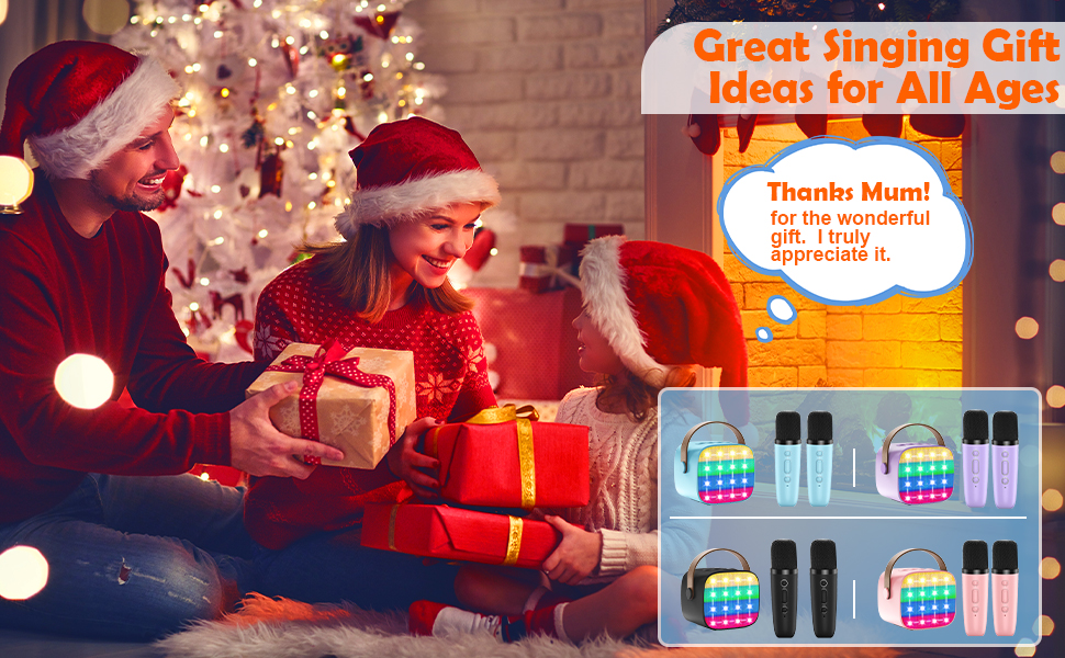 Дитяча караоке-машина з 2 мікрофонами, Bluetooth, світлові ефекти, для дітей 3-12 років