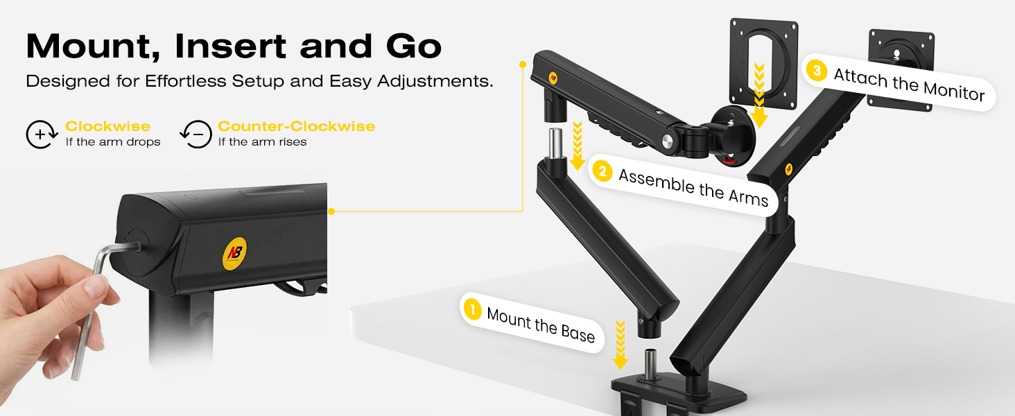 Кронштейн для двох моніторів NB Ergonomic Smoovex (17-32 дюйми), двоплечий, чорний
